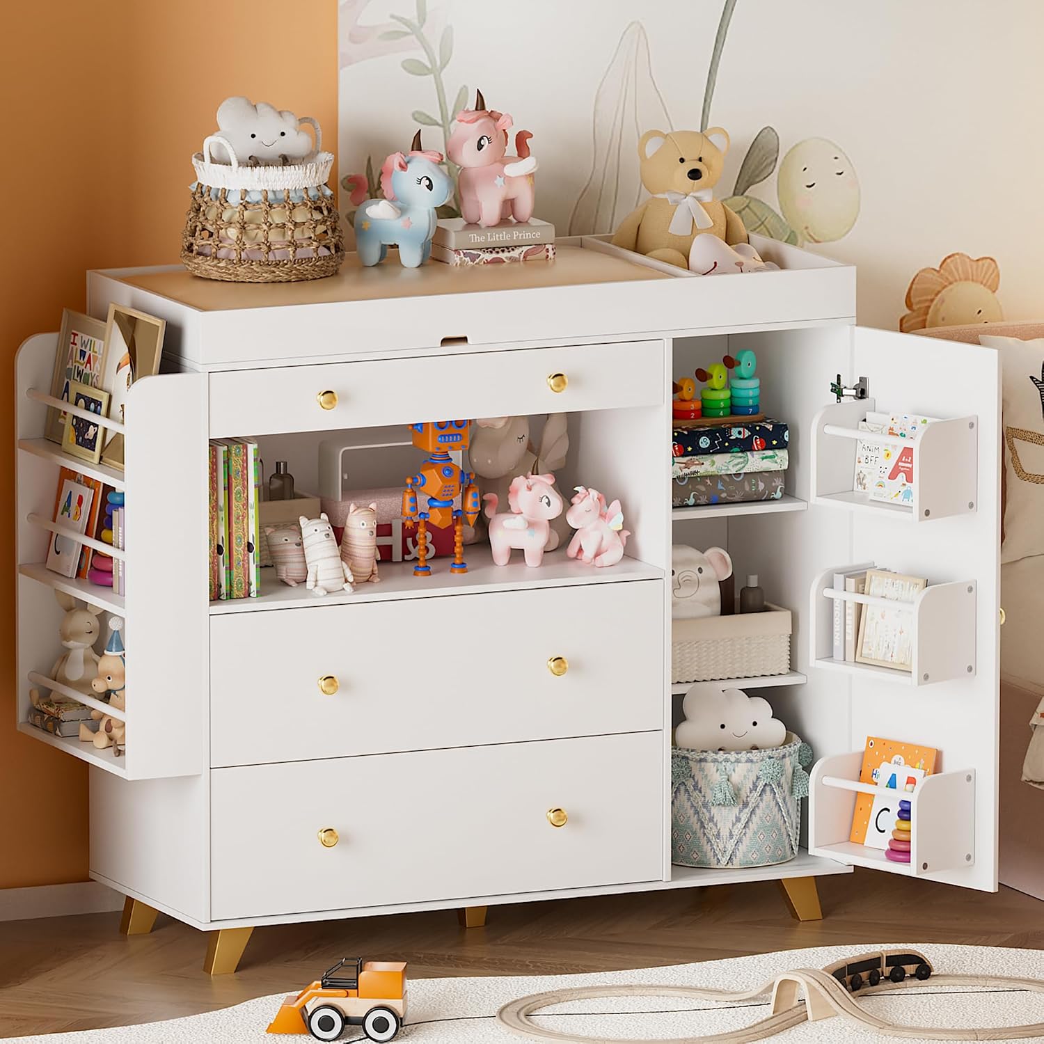 Baby Nursery Dresser Changing Table - Comò per cameretta con fasciatoio, moderna