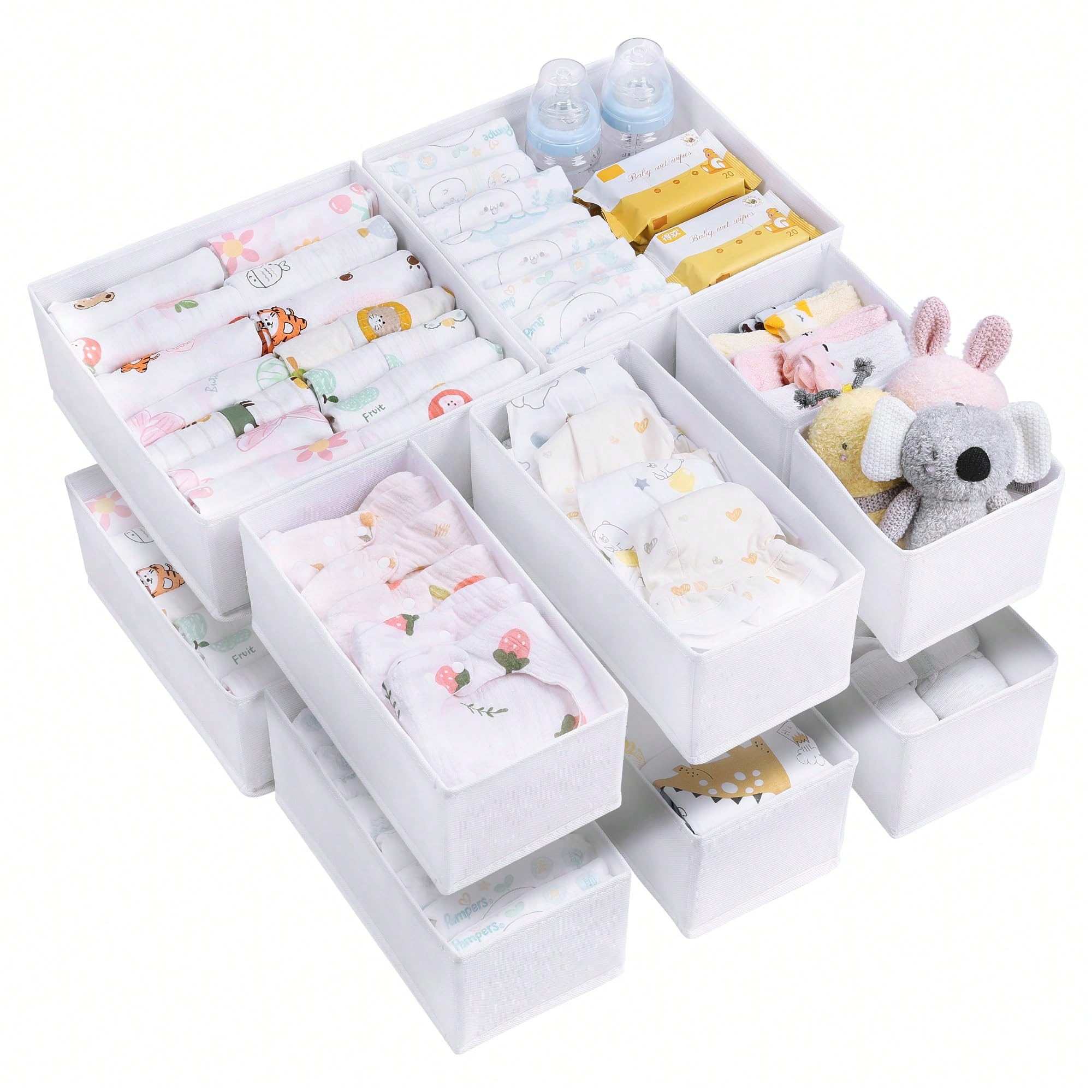 Baby Nursery Dresser Changing Table - Set di 12 Contenitori Organizzatori Pieghevoli
