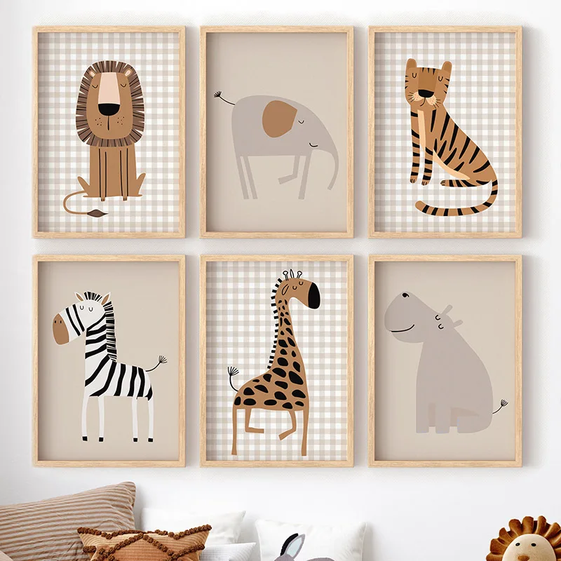 Baby Nursery Jungle - (Senza cornice) Leone, tigre, elefante, giraffa,