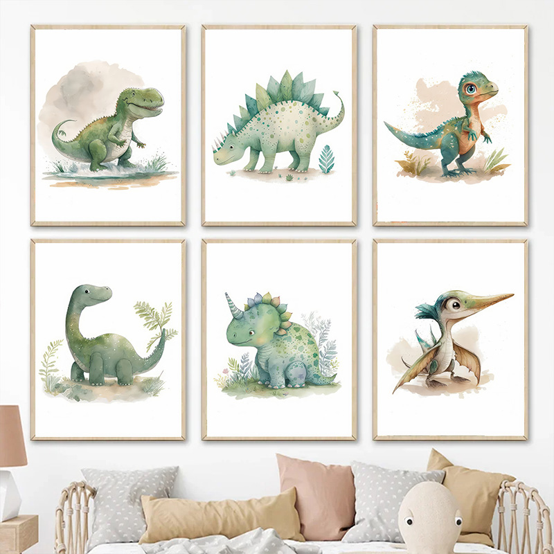 Baby Nursery Jungle - Poster di Dinosauri Cartoon della Giungla,