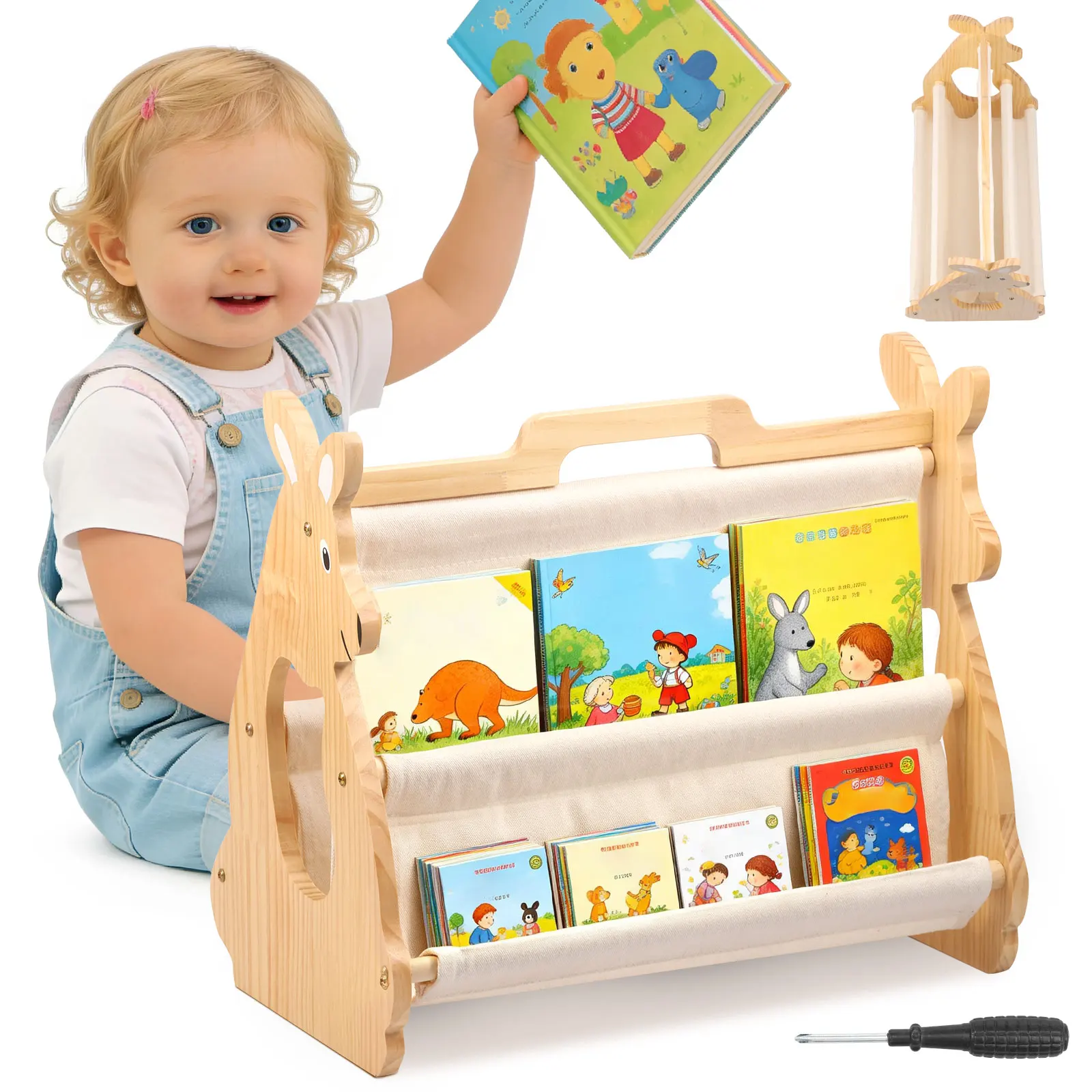 Baby Nursery Shelf - Libreria per Bambini, Scaffale Portatile in