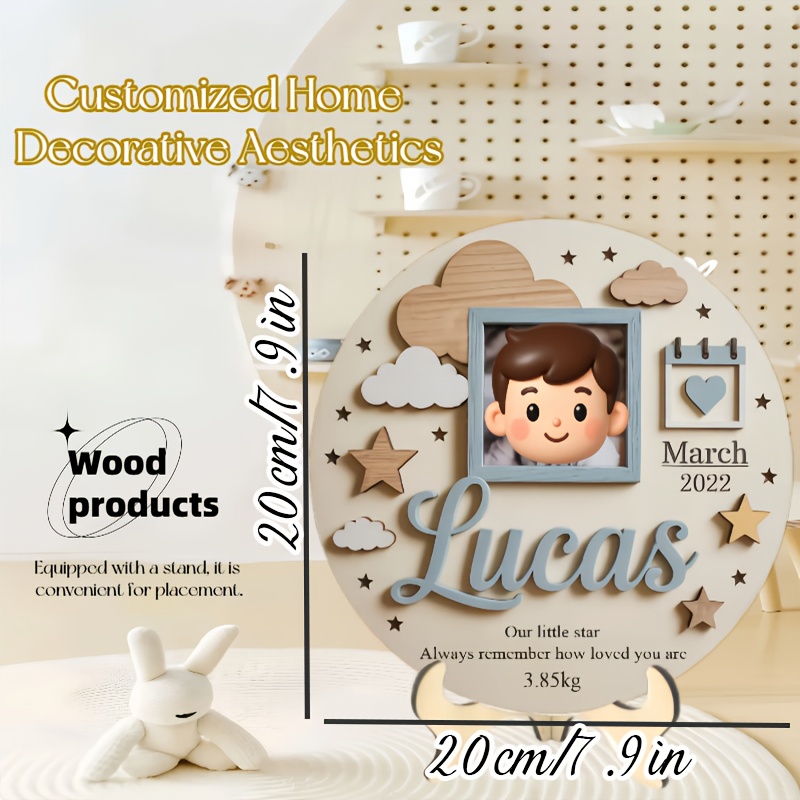 Baby Nursery Decor - Cornice Fotografica Personalizzata per Neonati, Targa