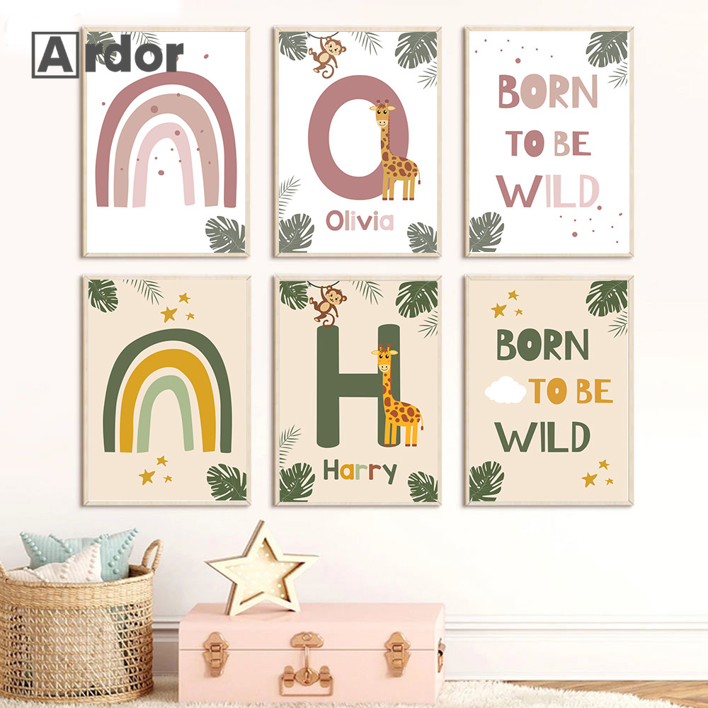 Baby Nursery Animal Pictures - Poster di animali della giungla nordica