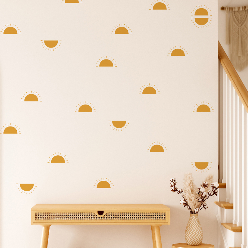 Baby Nursery Yellow - Boho Giallo Arancione Mezzo Sole Adesivi