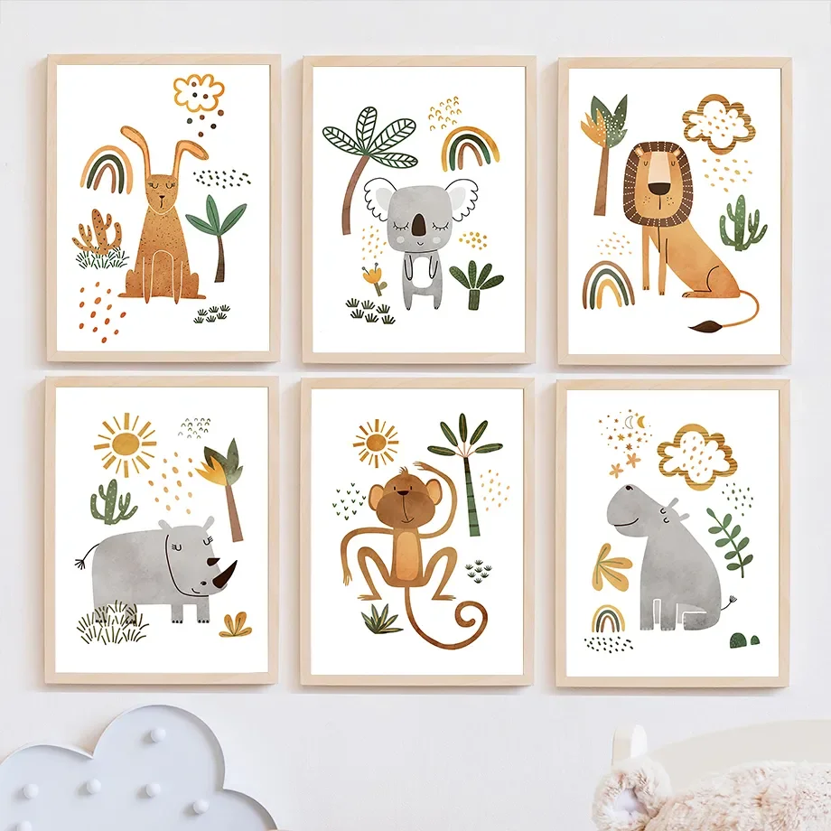 Baby Nursery Jungle - Quadri e Stampe con Animali della