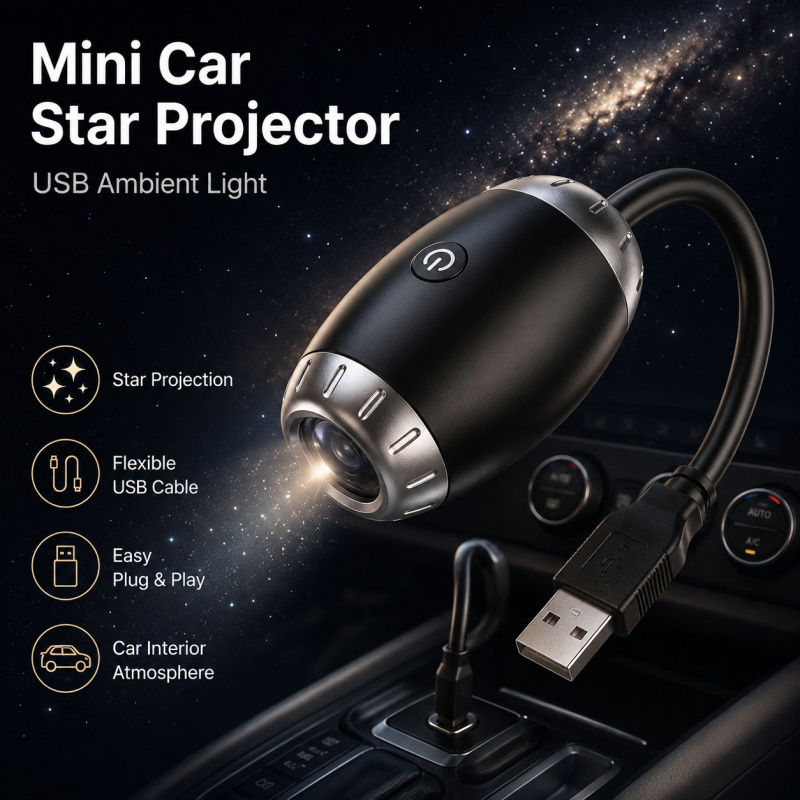 Night Light Projector Stars - Proiettore USB per Auto con Luci