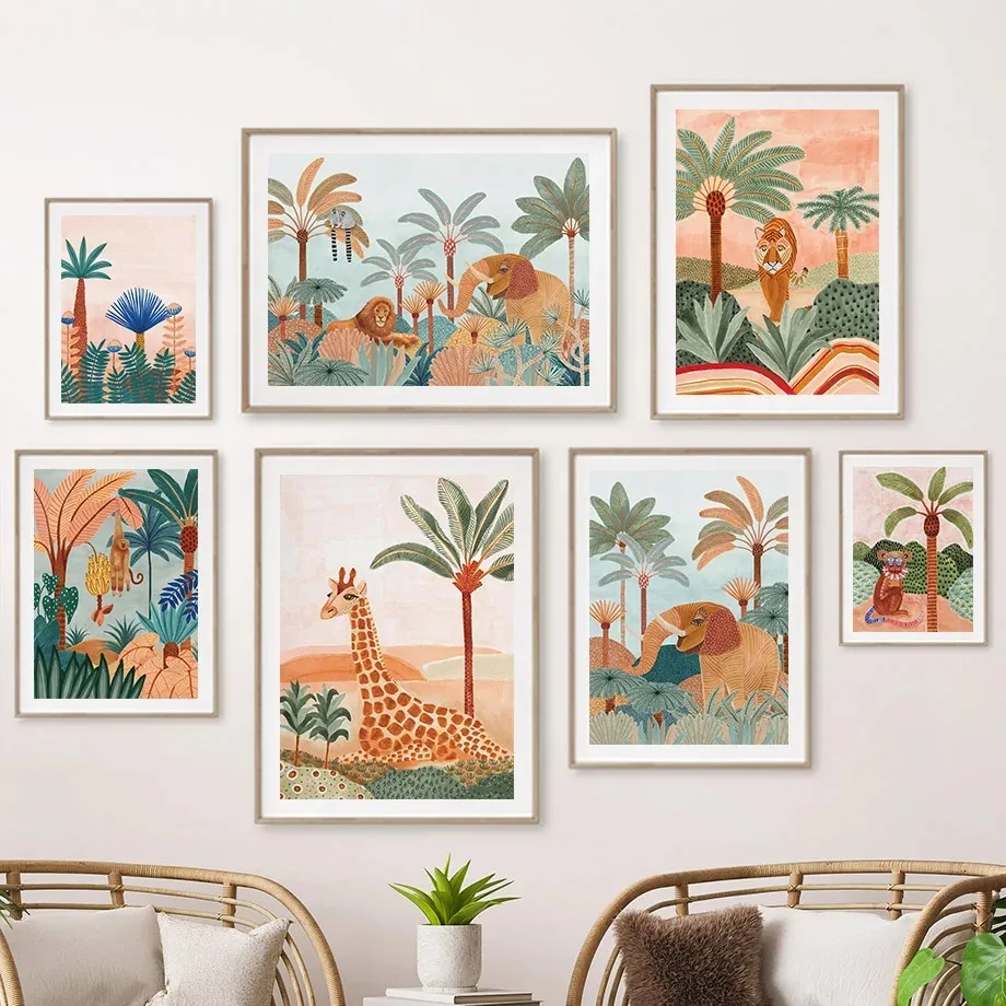 Baby Nursery Jungle - Quadro su tela con animali della