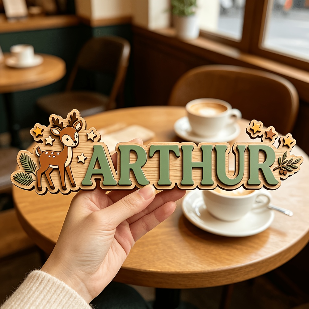 Baby Nursery Decor - Targa in Legno Personalizzata con Cervo
