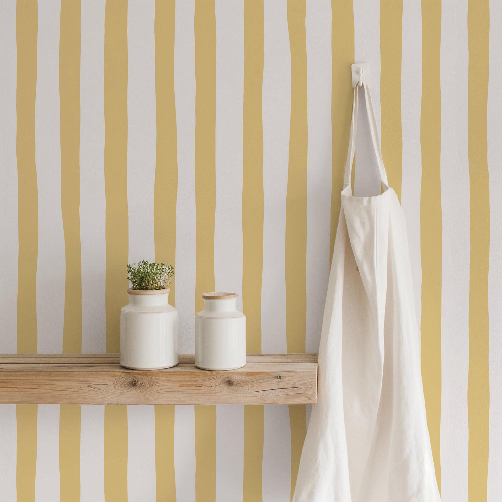 Baby Nursery Yellow - Carta da parati con strisce oscillanti