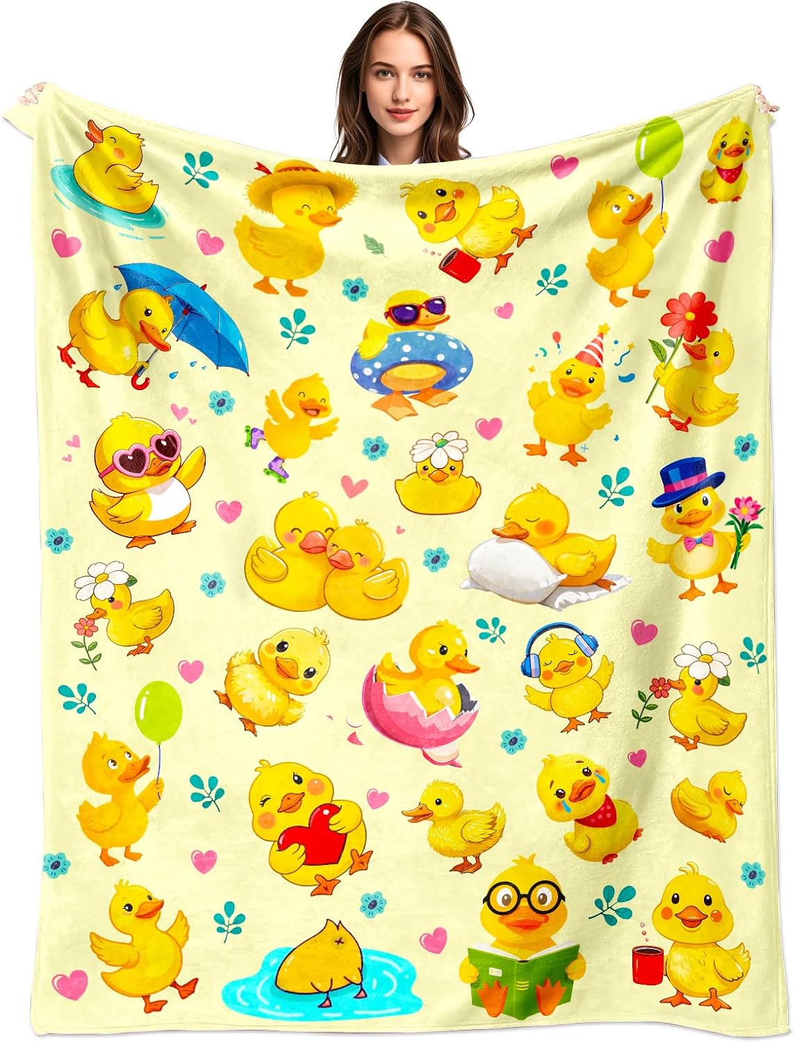 Baby Nursery Yellow - Coperta con Stampa Animali Gialli, Plaid