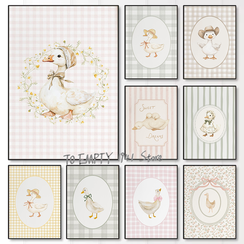 Baby Nursery Animal Pictures - Poster su tela con anatre e