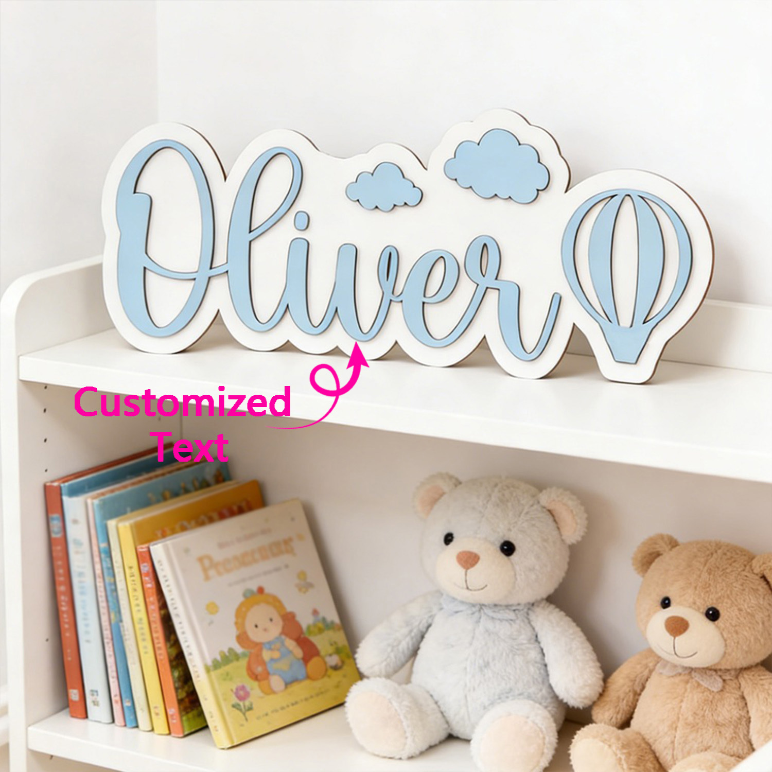 Baby Nursery Decor - Insegna Personalizzata per Cameretta con Mongolfiera