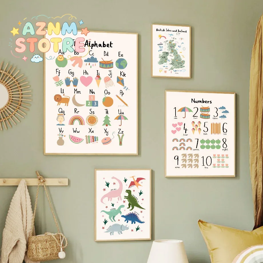 Baby Nursery Animal Pictures - Mappa del Mondo degli Animali, Alfabeto