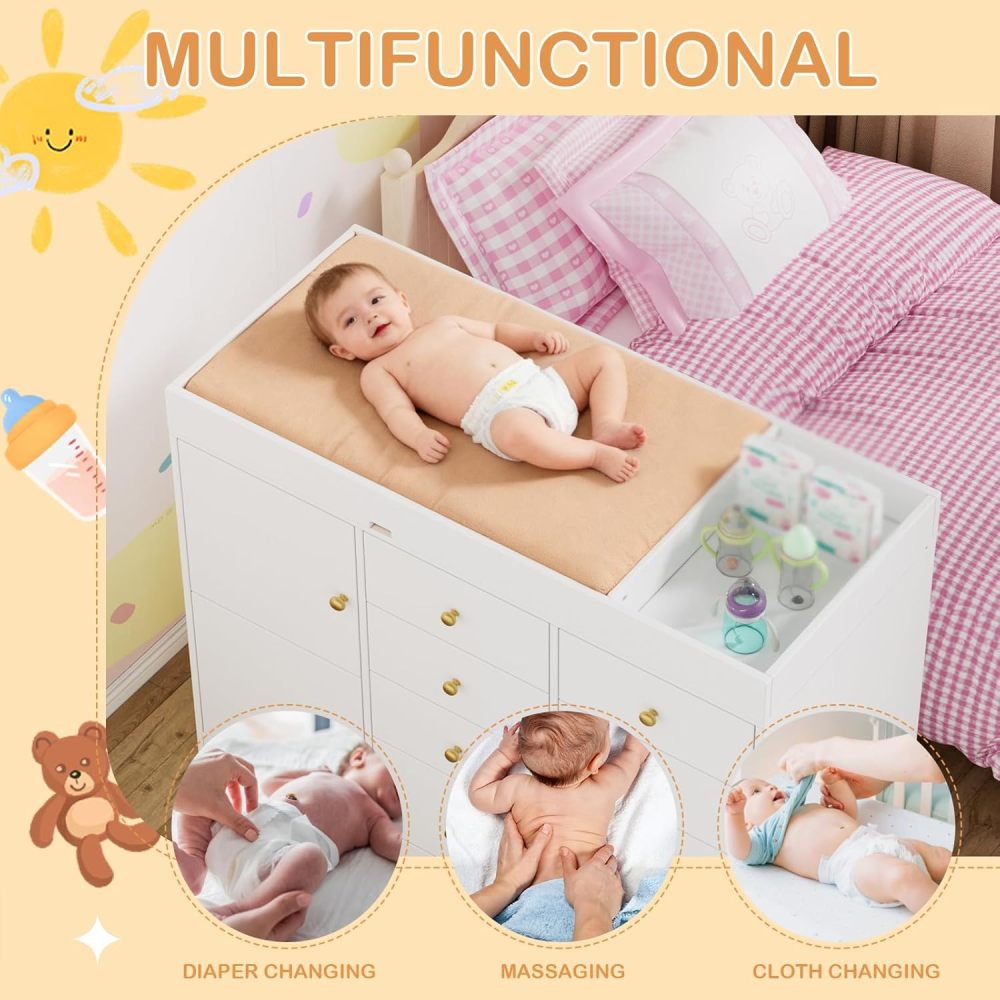 Comò Classico per Neonati con  - Baby Nursery Dresser Changing Table recensione e prezzo
