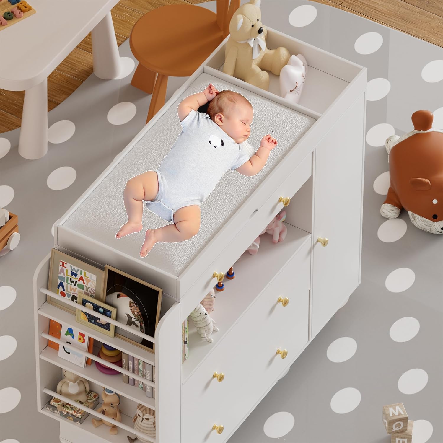 Comò per cameretta con fasciat - Baby Nursery Dresser Changing Table recensione e prezzo