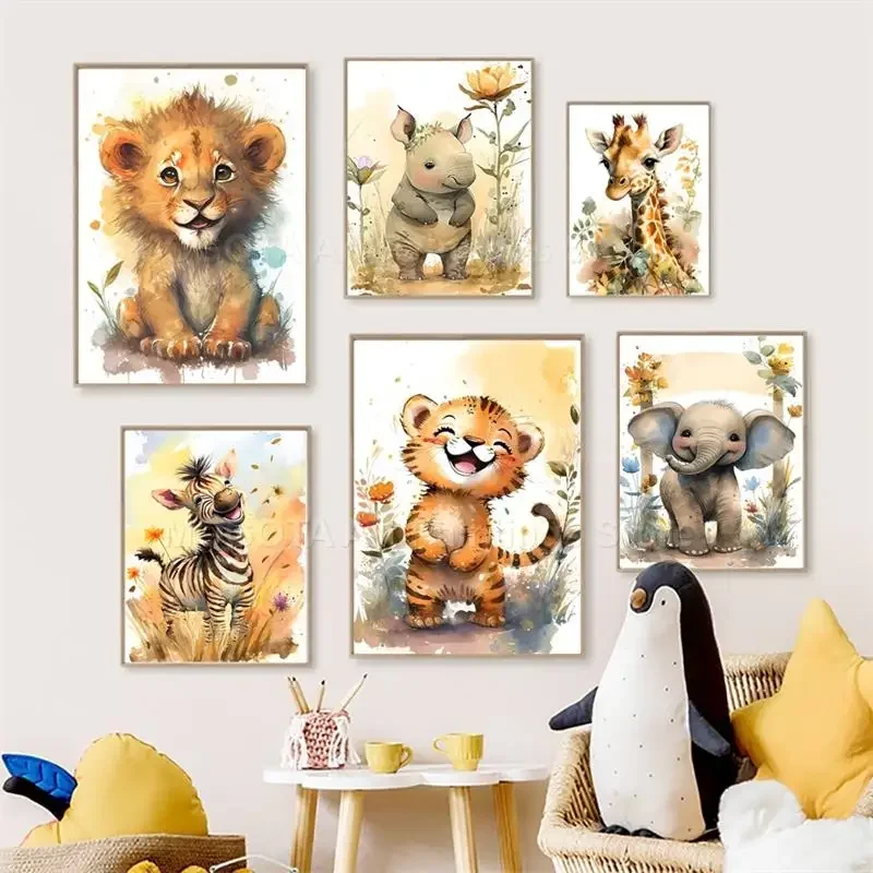 Quadri su Tela con Leone, Gira - Baby Nursery Animal Pictures recensione e prezzo