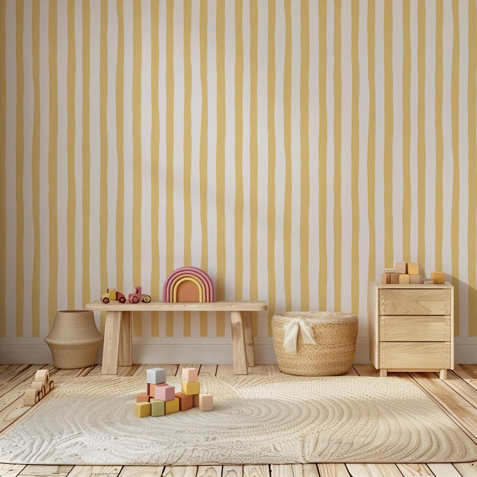 Carta da parati con strisce os - Baby Nursery Yellow recensione e prezzo