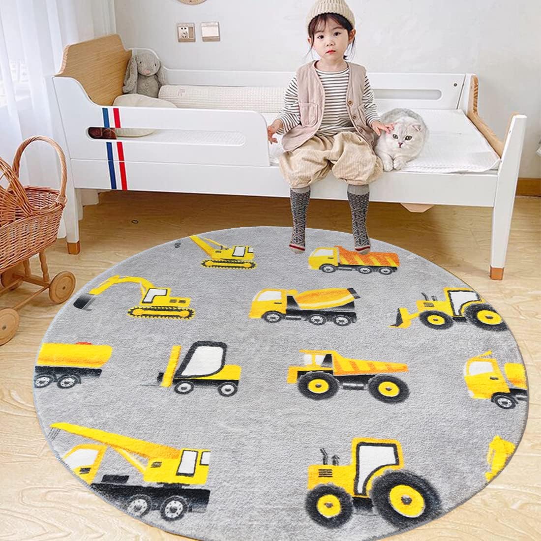Tappeto Rotondo Grigio con Vei - Baby Nursery Yellow recensione e prezzo