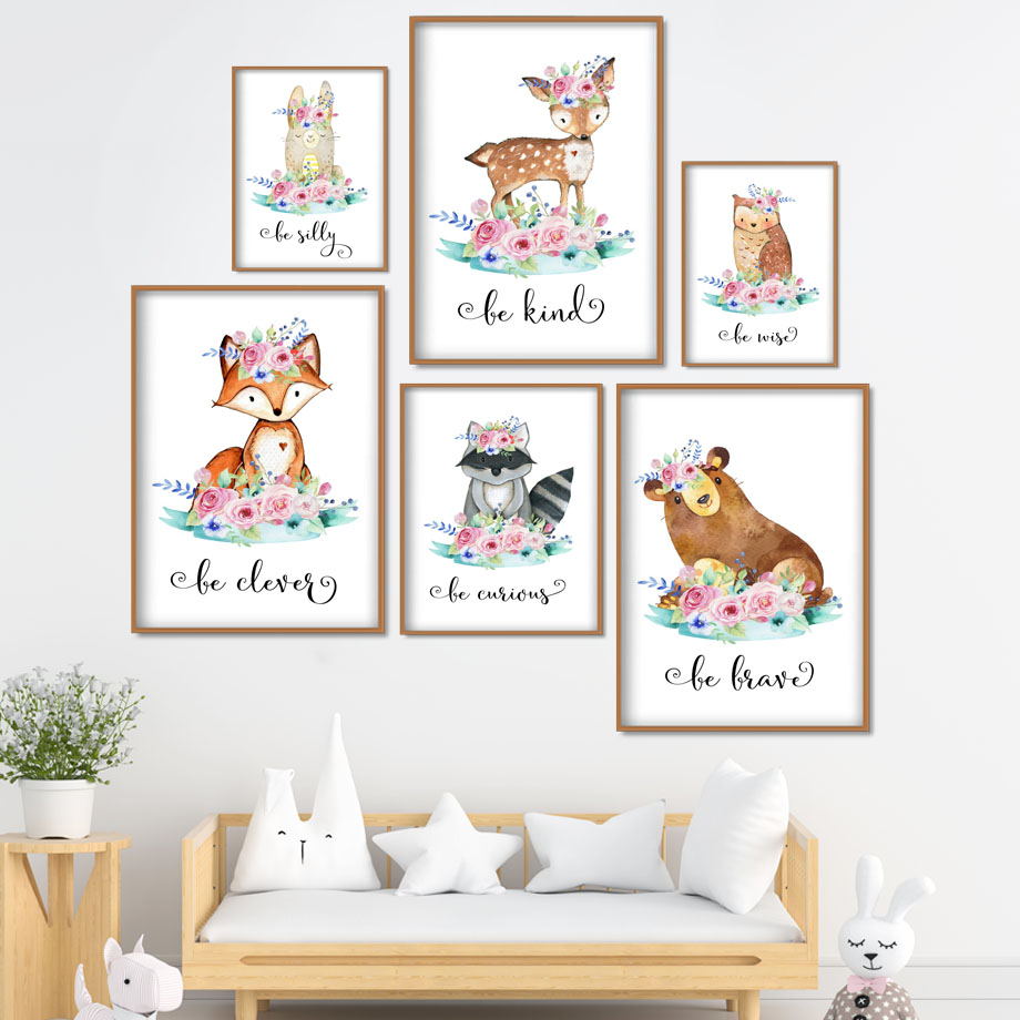 Cartoon Volpe Cervo Coniglio A - Baby Nursery Animal Pictures recensione e prezzo