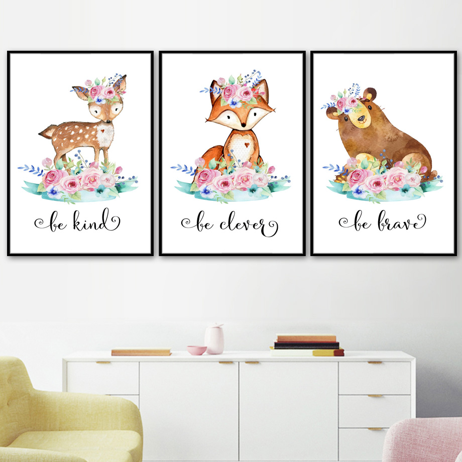 Cartoon Volpe Cervo Coniglio A - Baby Nursery Animal Pictures recensione e prezzo