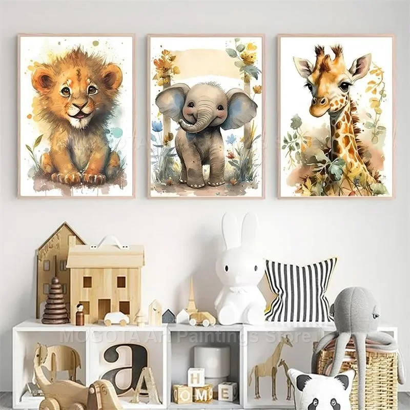 Acquerello Leone Giraffa Tigre - Baby Nursery Animal Pictures recensione e prezzo