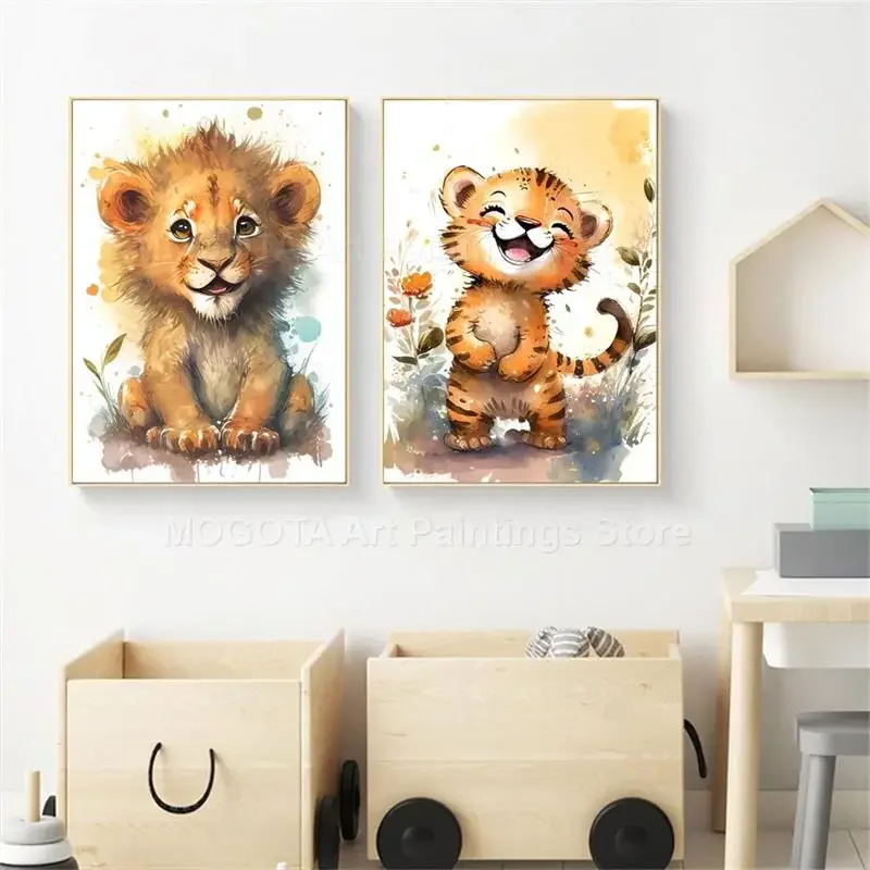 Acquerello Leone Giraffa Tigre - Baby Nursery Animal Pictures recensione e prezzo