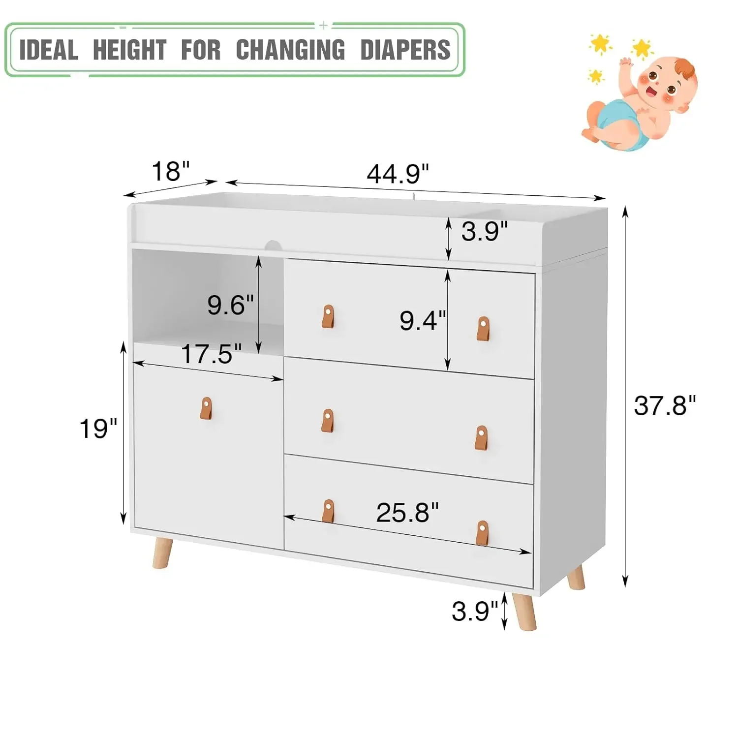 Comò per neonati con fasciatoi - Baby Nursery Dresser Changing Table recensione e prezzo