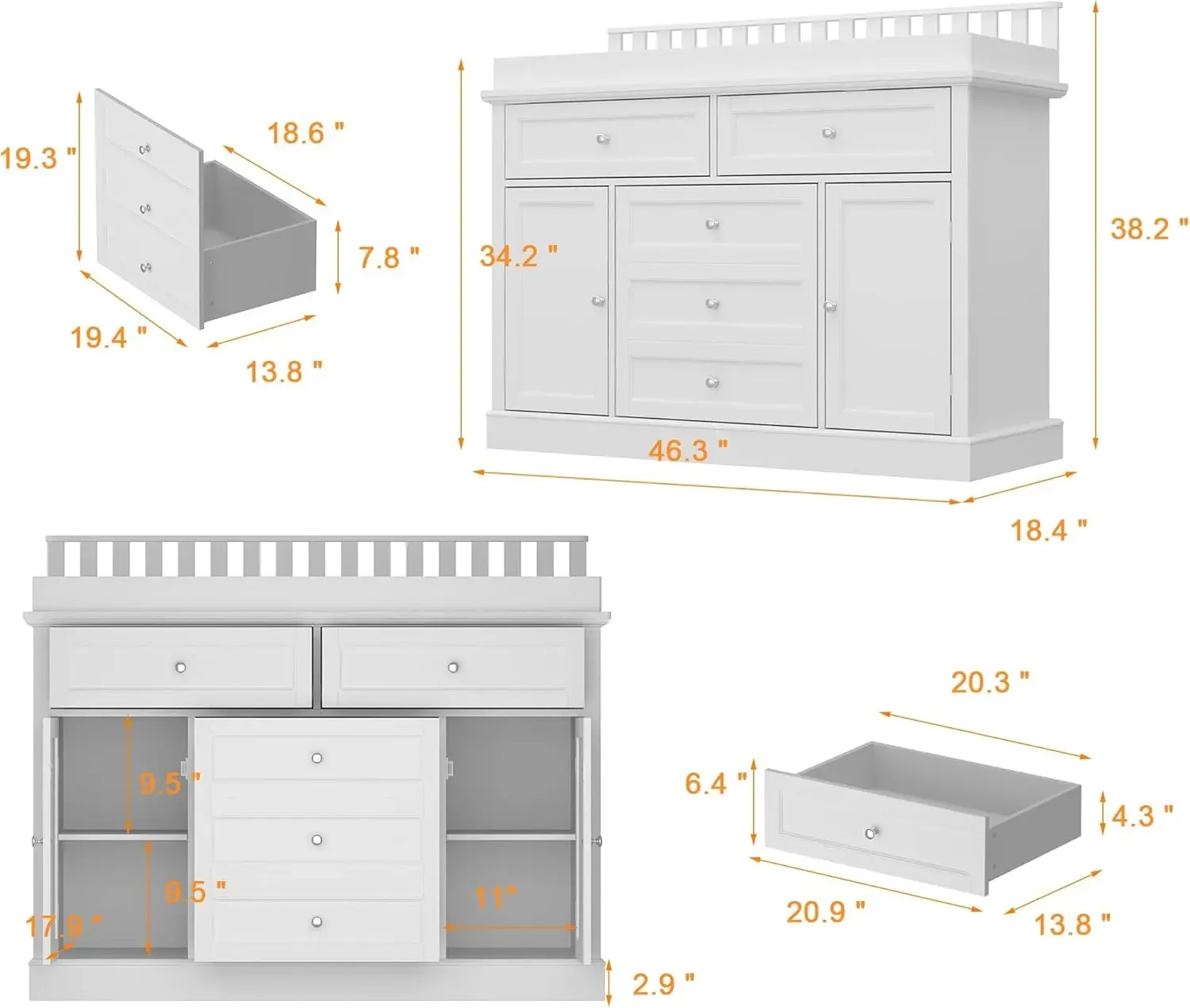 Comò per neonati 46 con fascia - Baby Nursery Dresser Changing Table recensione e prezzo