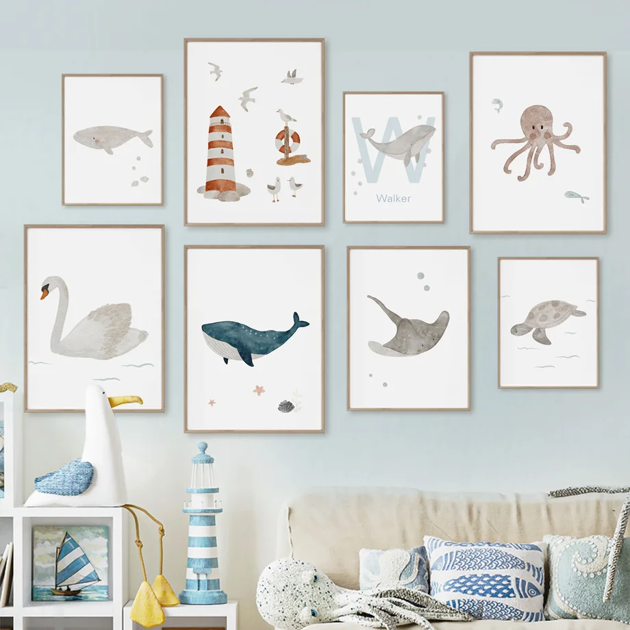 Nome personalizzato Balena Pol - Baby Nursery Animal Pictures recensione e prezzo